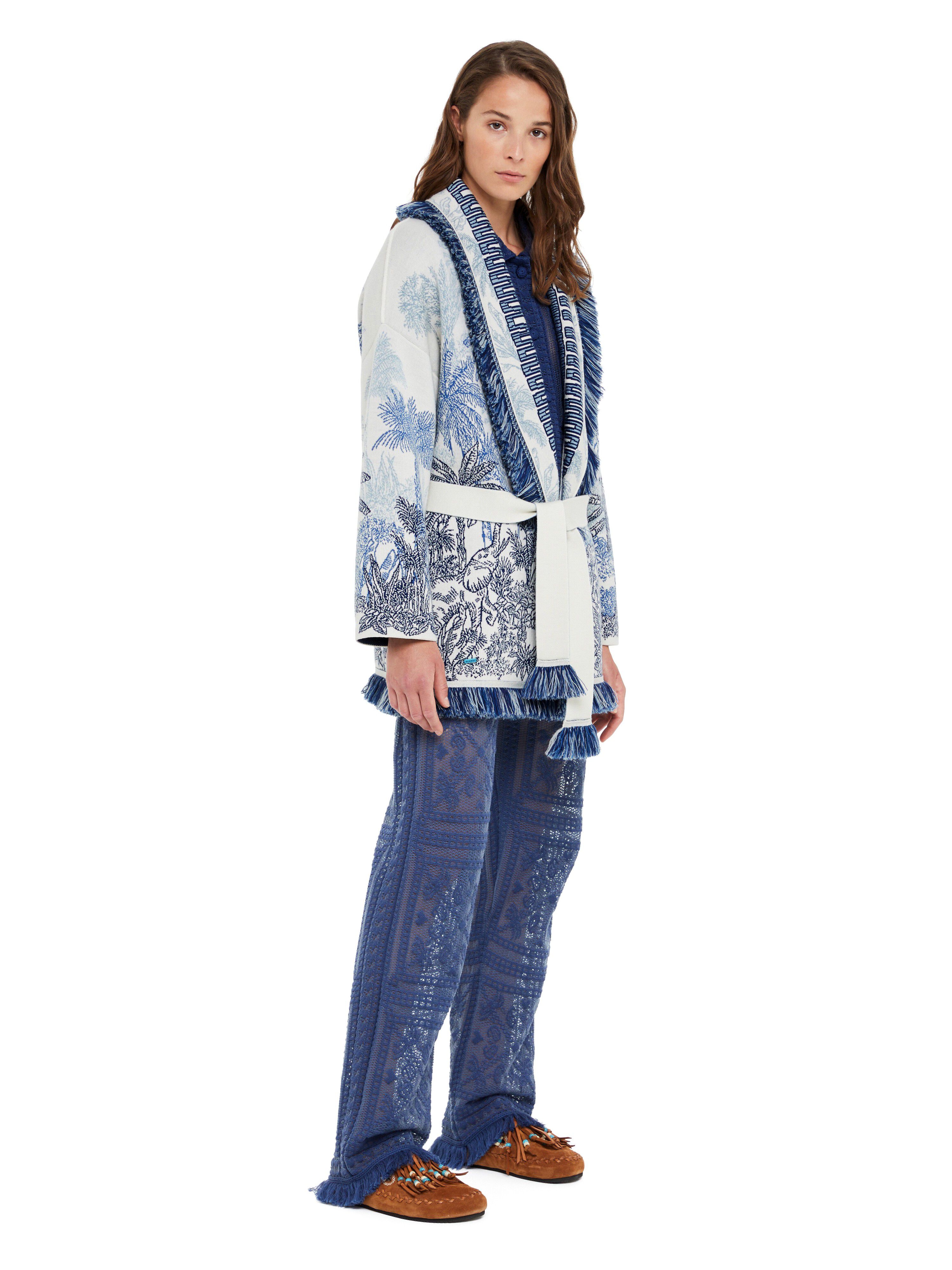 Alanui Jungle Toile De Jouy Cardigan Chalk-Deep Blue LWHB064R25KNI009
