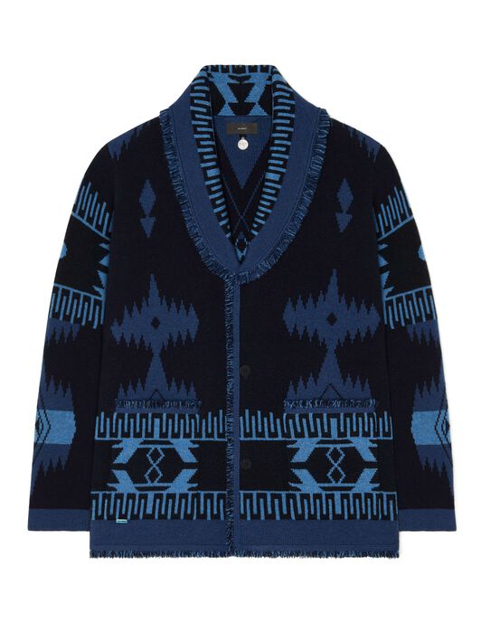 Alanui Icon Jacquard Cardigan Midnight Blue-Evening Blue LMHB038E24KNI001