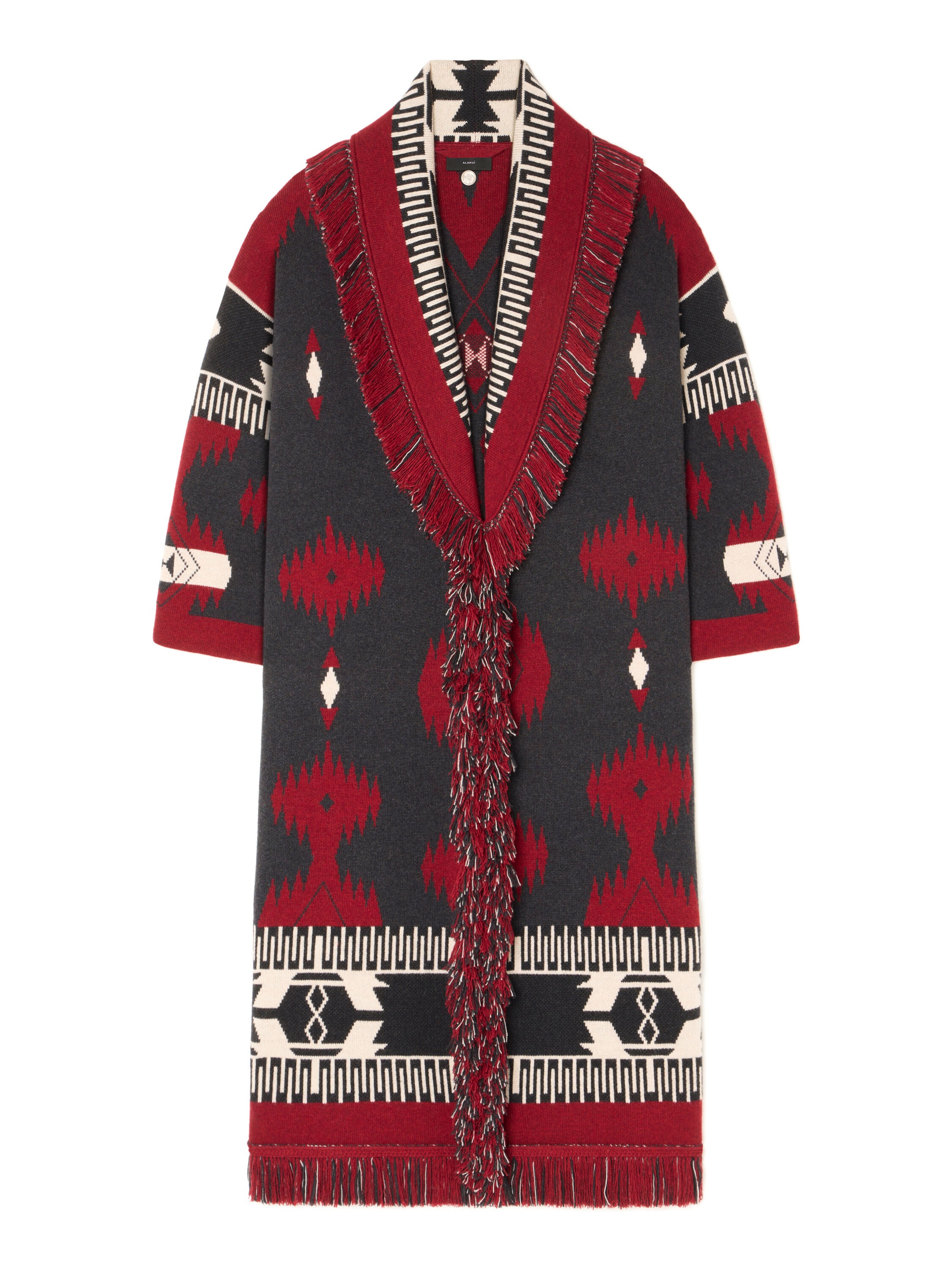 Alanui Icon Jacquard Coat Ruby-Charcoal LWHQ003E25KNI001