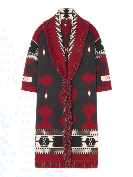 Alanui Icon Jacquard Coat Ruby-Charcoal LWHQ003E25KNI001 Alanui Icon Jacquard Coat Ruby-Charcoal LWHQ003E25KNI001