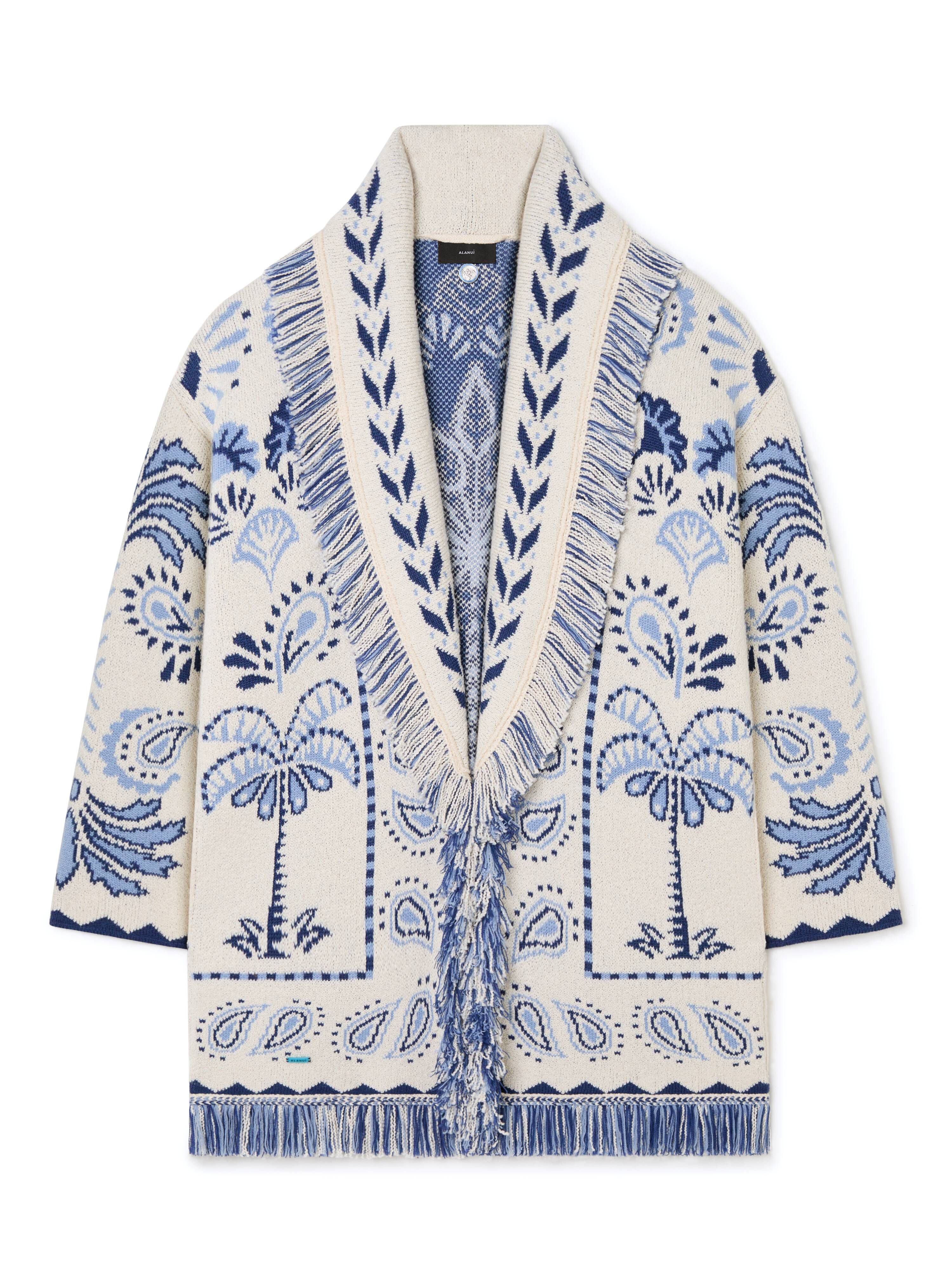 Alanui Wild Wonder Foulard Cardigan Chalk-Indigo LWHB064R25KNI005