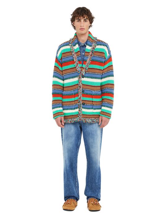 Alanui Sunny Stripes Cardigan Turquoise-Multicolor LMHB038R25KNI002