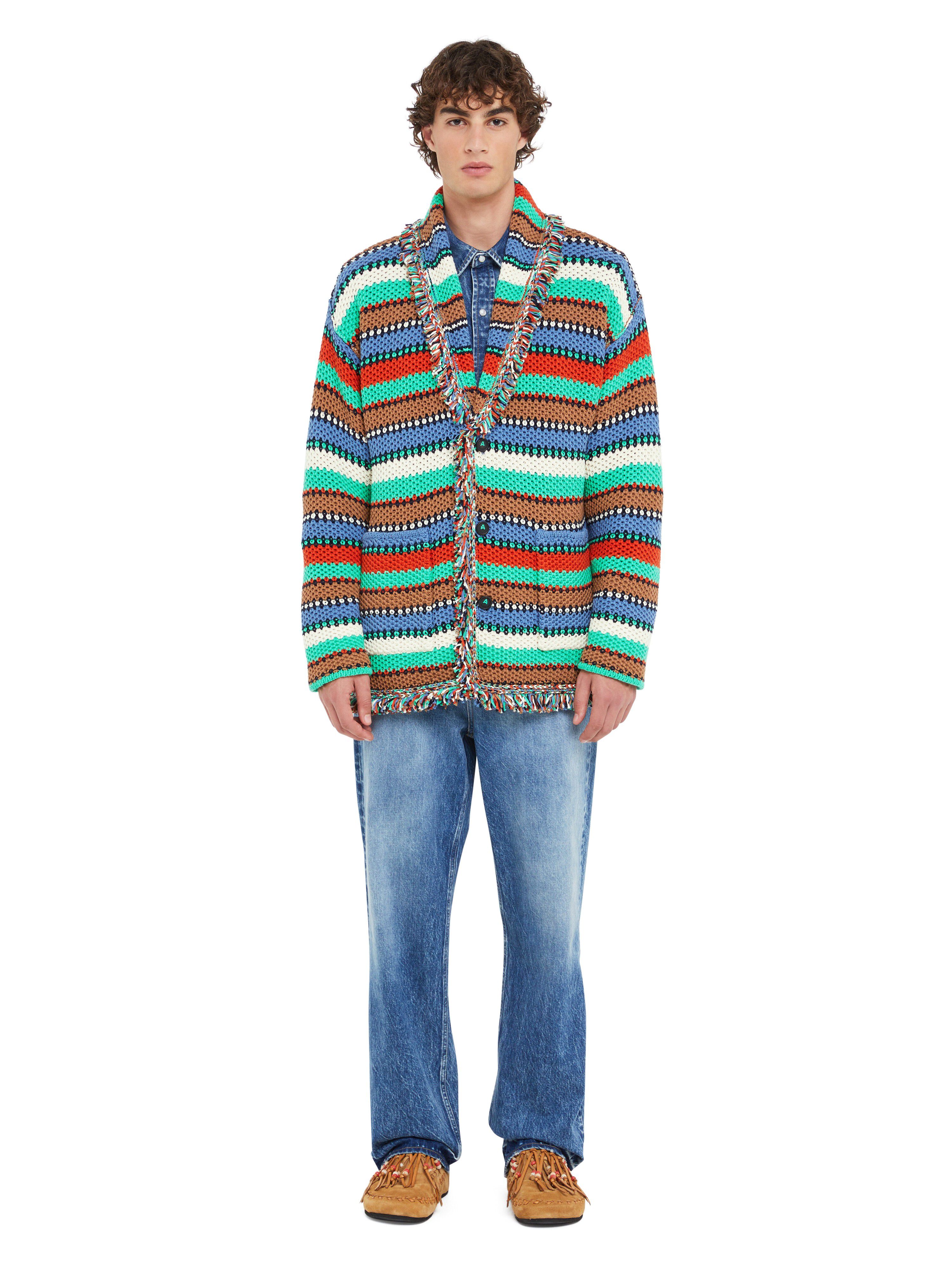 Alanui Sunny Stripes Cardigan Turquoise-Multicolor LMHB038R25KNI002