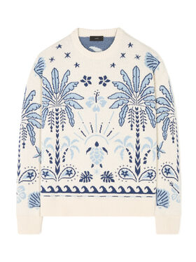 Alanui Echoes Of The Island Sweater Chalk-Light Blue