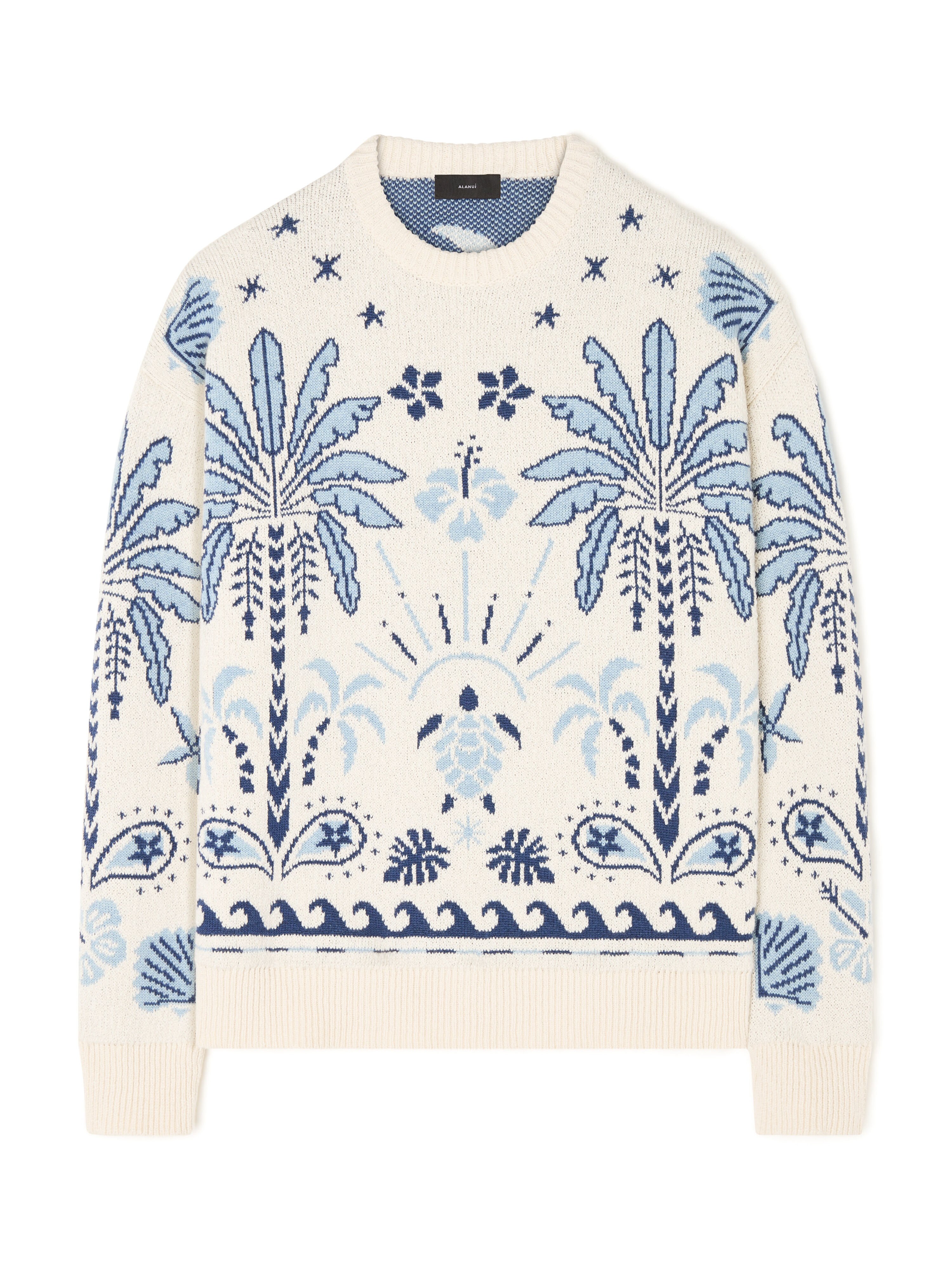 Alanui Echoes Of The Island Sweater Chalk-Light Blue LMHE033R26KNI002 Alanui Echoes Of The Island Sweater Chalk-Light Blue LMHE033R26KNI002