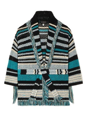 Alanui Ocean Stripes Cardigan Black-Teal