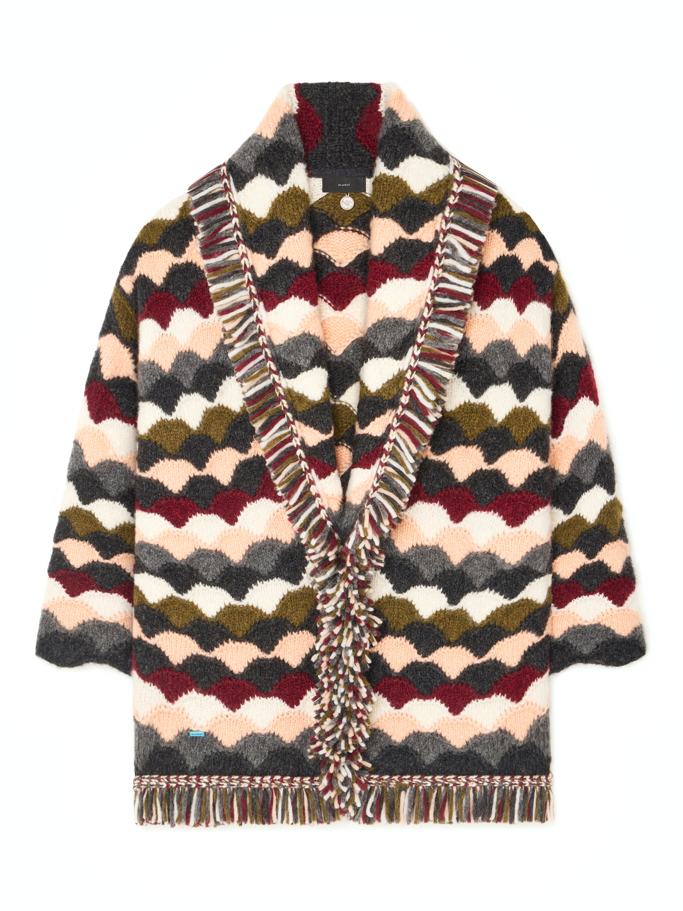 Alanui Shattered Stripes Cardigan Olive-Multicolor LWHB064E25KNI003