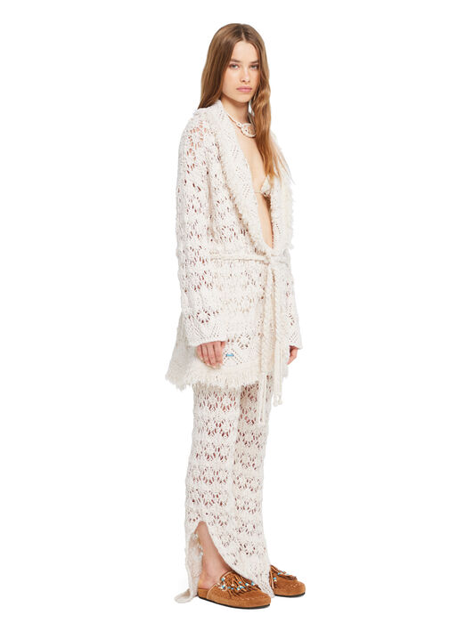 Alanui Lagoon Romance Cardigan White Pearl LWHB064R26KNI024 Alanui Lagoon Romance Cardigan White Pearl LWHB064R26KNI024