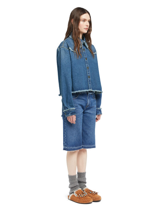 Alanui Pacific Roads Cropped Denim Shirt Medium Wash Denim LWYE00BE25DEN002 Alanui Pacific Roads Cropped Denim Shirt Medium Wash Denim LWYE00BE25DEN002