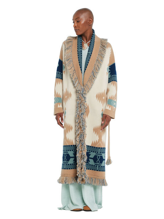 Alanui Icon Jacquard Coat Chalk-Sand LWHQ003R26KNI001