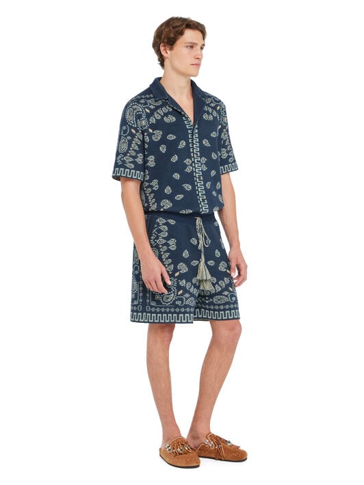 Alanui Cotton Piquet Bandana Bermuda Arbour-Light Blue LMHM003R26KNI002 Alanui Cotton Piquet Bandana Bermuda Arbour-Light Blue LMHM003R26KNI002