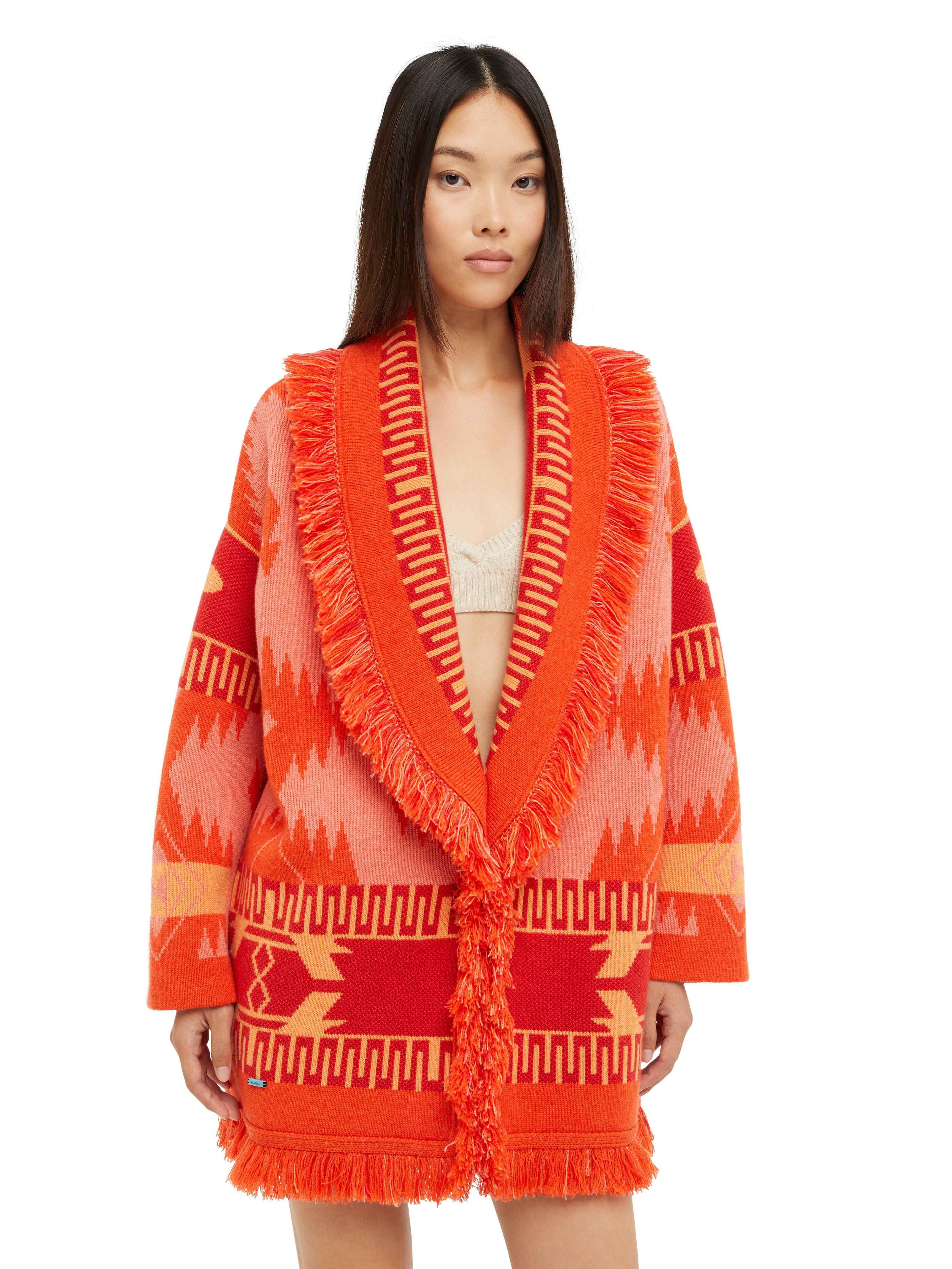 Alanui Icon Jacquard Cardigan Papaya-Sunset Orange LWHB064R24KNI001