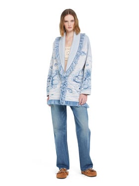 Alanui Deep In The Ocean Cardigan Chalk-Light Blue