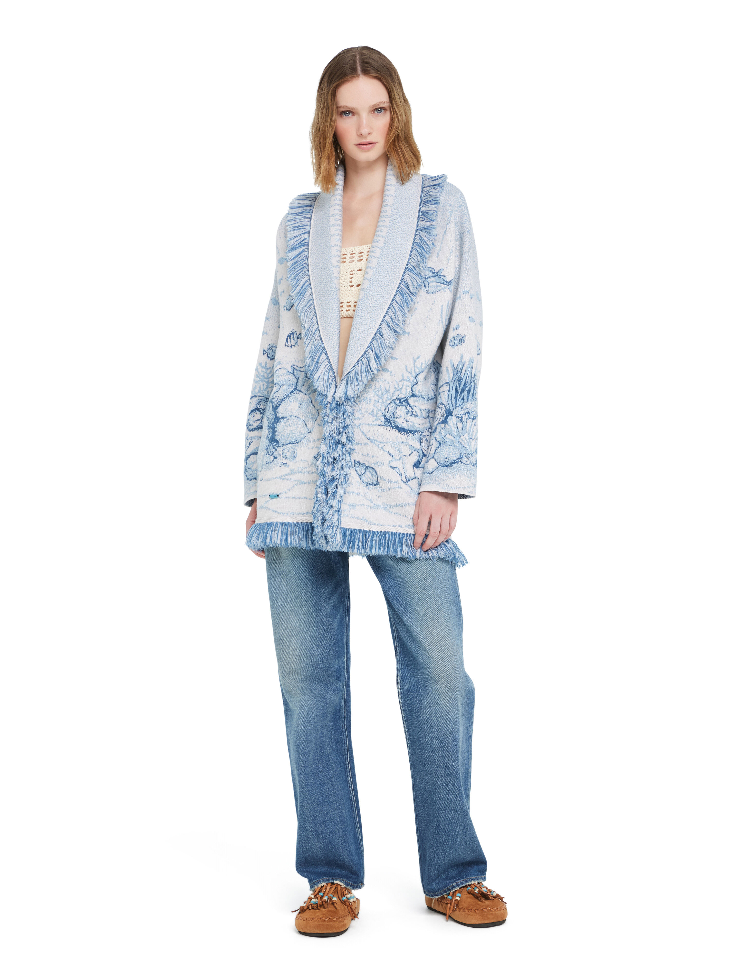 Alanui Deep In The Ocean Cardigan Chalk-Light Blue LWHB064R26KNI018