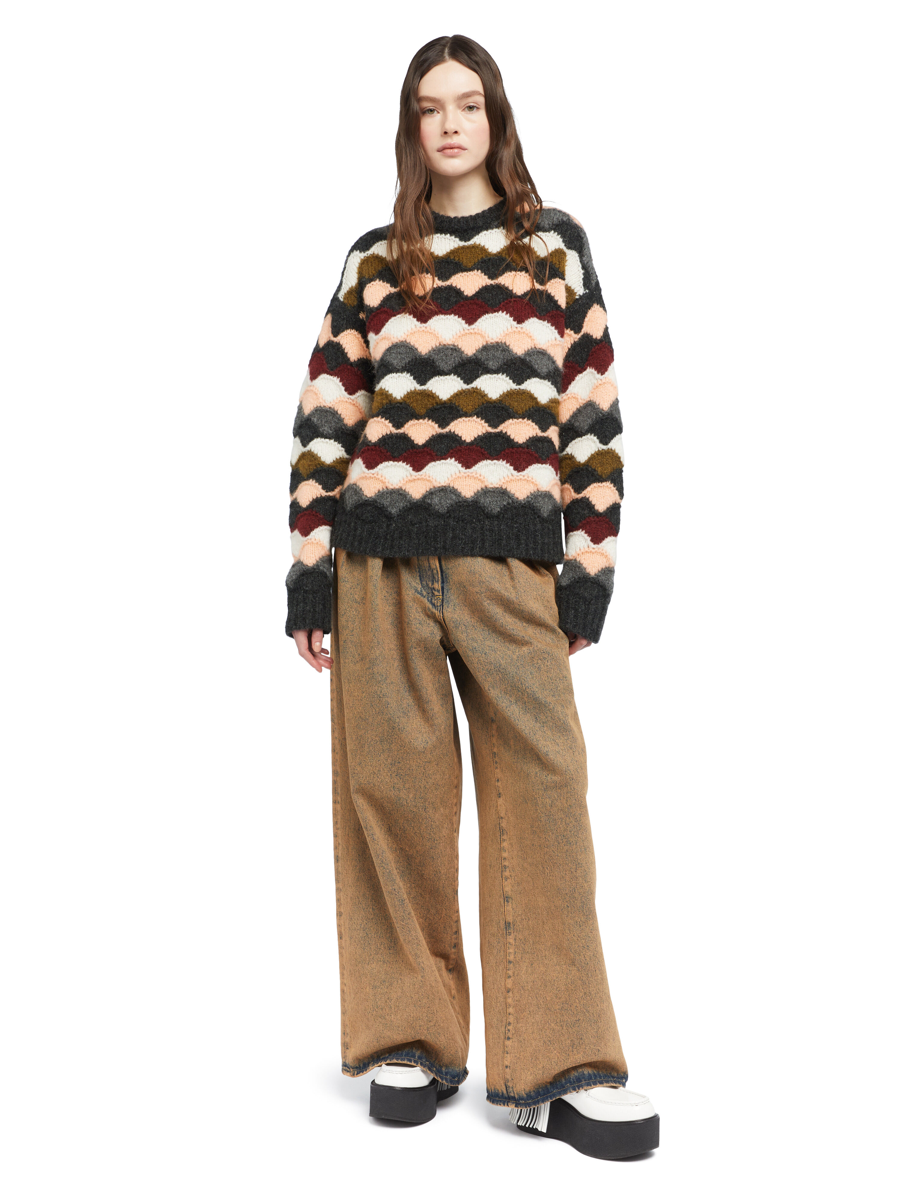 Alanui Shattered Stripes Sweater Olive-Multicolor LWHE07BE25KNI001