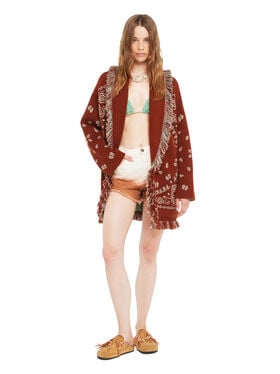 Alanui Bandana Jacquard Cardigan Harissa-New Sage LWHB064R26KNI030