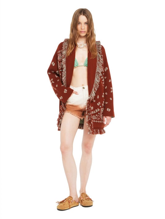 Alanui Bandana Jacquard Cardigan Harissa-New Sage LWHB064R26KNI030 Alanui Bandana Jacquard Cardigan Harissa-New Sage LWHB064R26KNI030