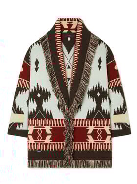 Alanui Icon Jacquard Cardigan Wave-Sandal Wood LWHB064R26KNI027
