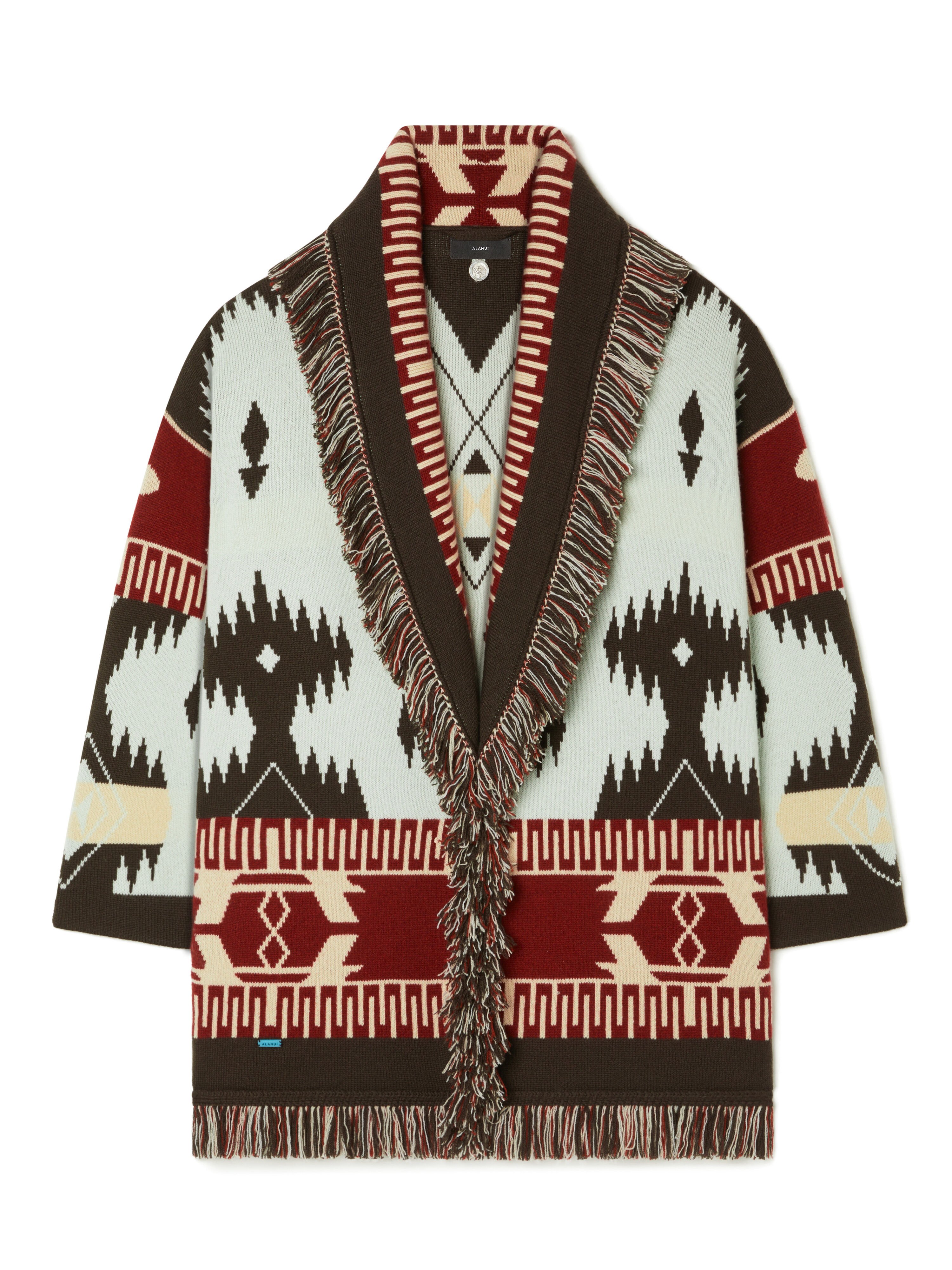 Alanui Icon Jacquard Cardigan Wave-Sandal Wood LWHB064R26KNI027