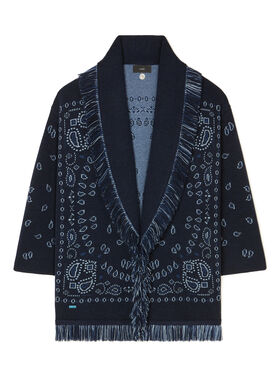 Alanui Bandana Jacquard Cardigan Midnight Blue-Multicolor LWHB064E25KNI001