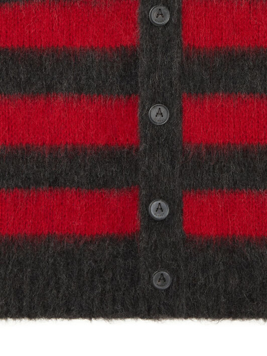 Alanui Grunge Stripes Cardigan Ruby-Charcoal LMHB035E25KNI003