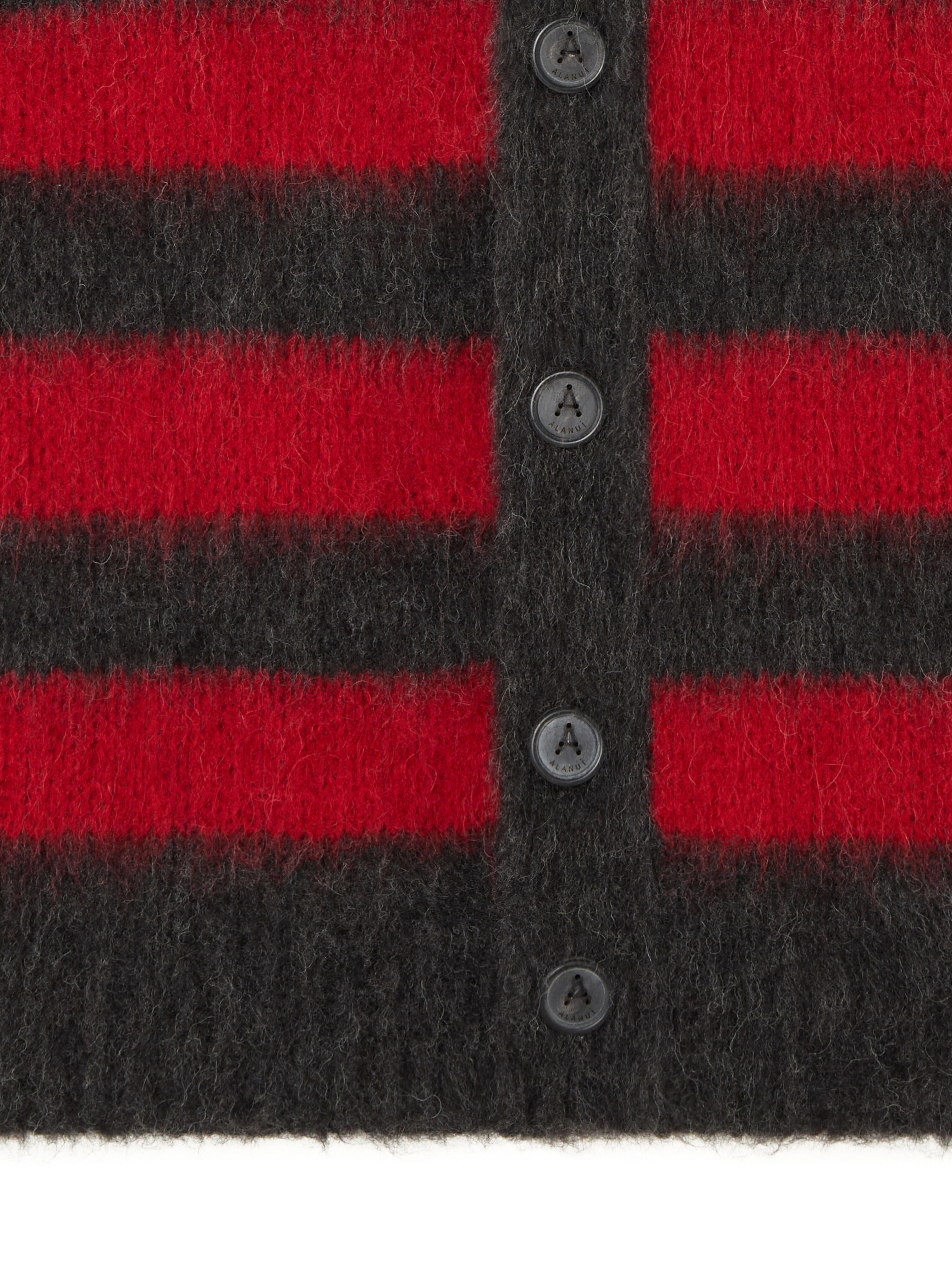 Alanui Grunge Stripes Cardigan Ruby-Charcoal LMHB035E25KNI003