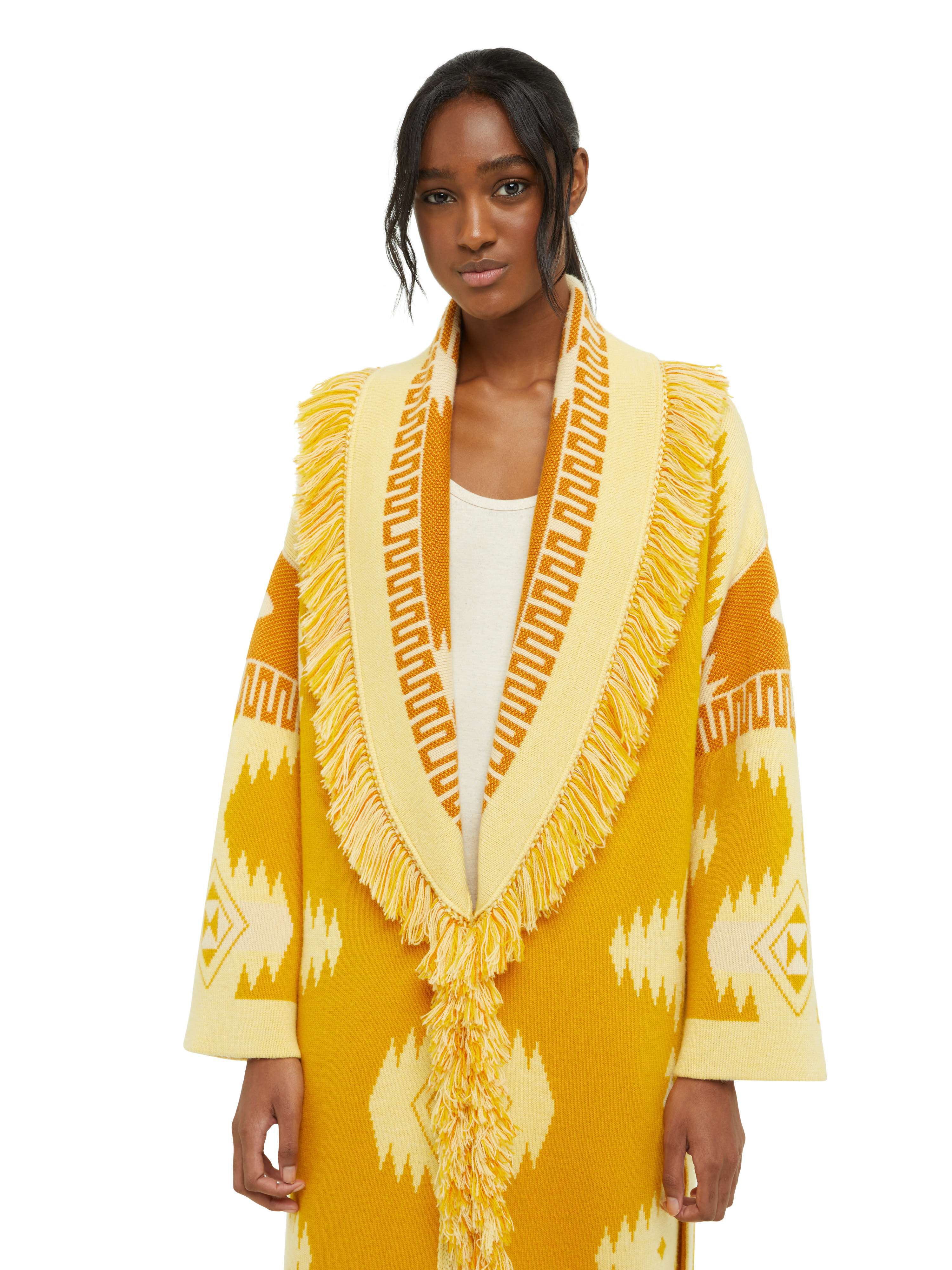 Alanui Icon Jacquard Coat Curcuma-Gold LWHQ003R24KNI001