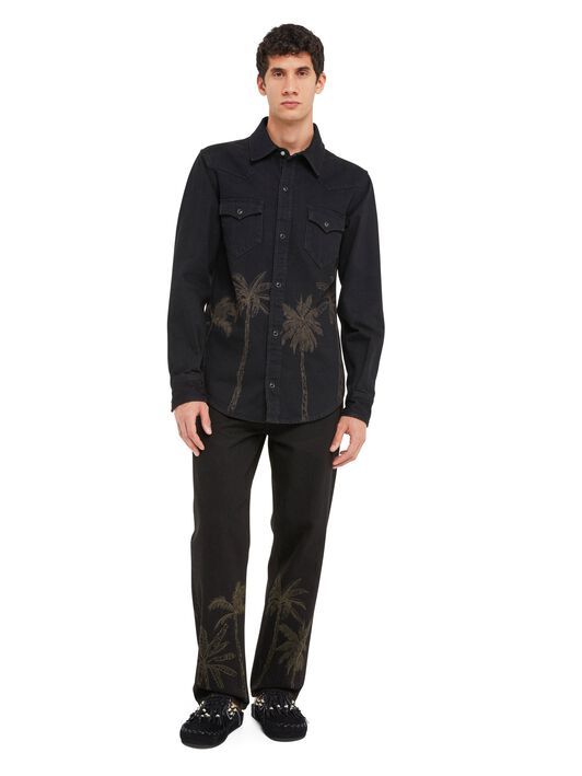 Alanui Jungle Toile De Jouy Denim Pants Black-Almond LMYA011R25DEN002