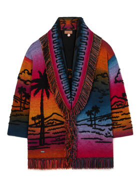 Alanui Sunset Stories Cardigan Black-Multicolor LWHB064R26KNI010