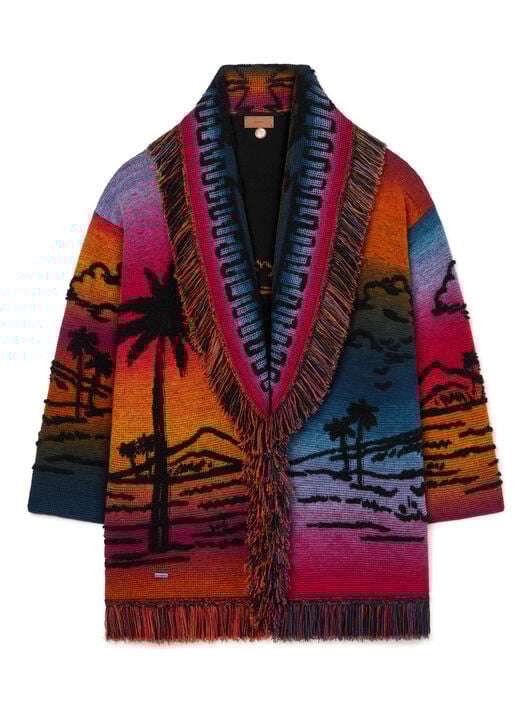 Alanui Sunset Stories Cardigan Black-Multicolor LWHB064R26KNI010
