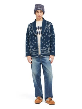 Alanui Bandana Jacquard Cardigan Midnight-Multicolor