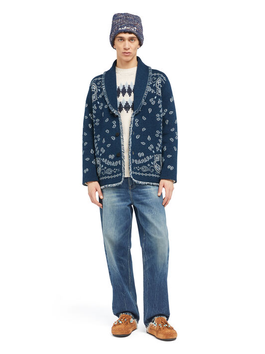 Alanui Bandana Jacquard Cardigan Midnight-Multicolor LMHB039E25KNI001