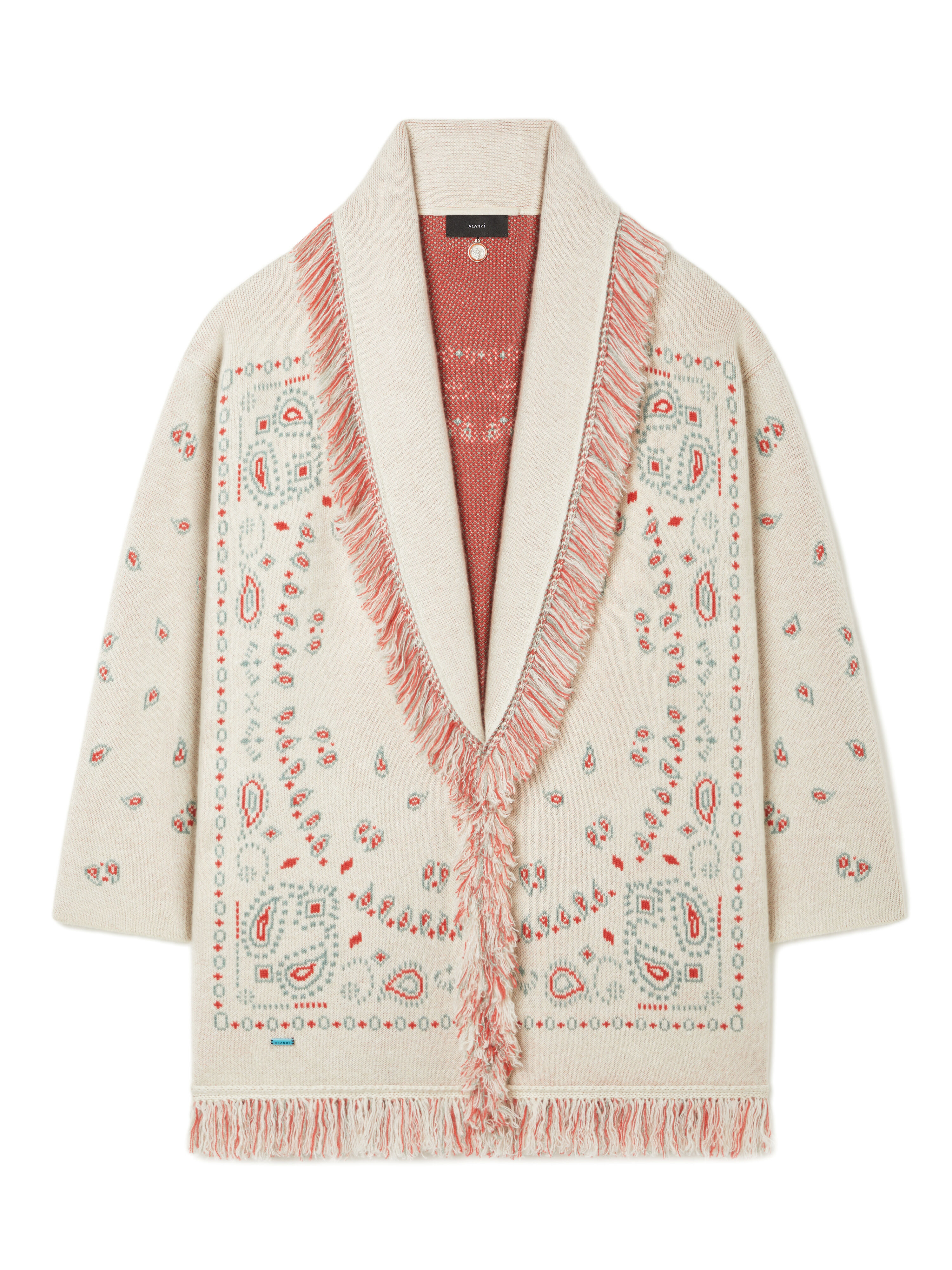 ユリアン Bandana Jacquard Cardigan in Chalk-Coral for Women | Alanui®