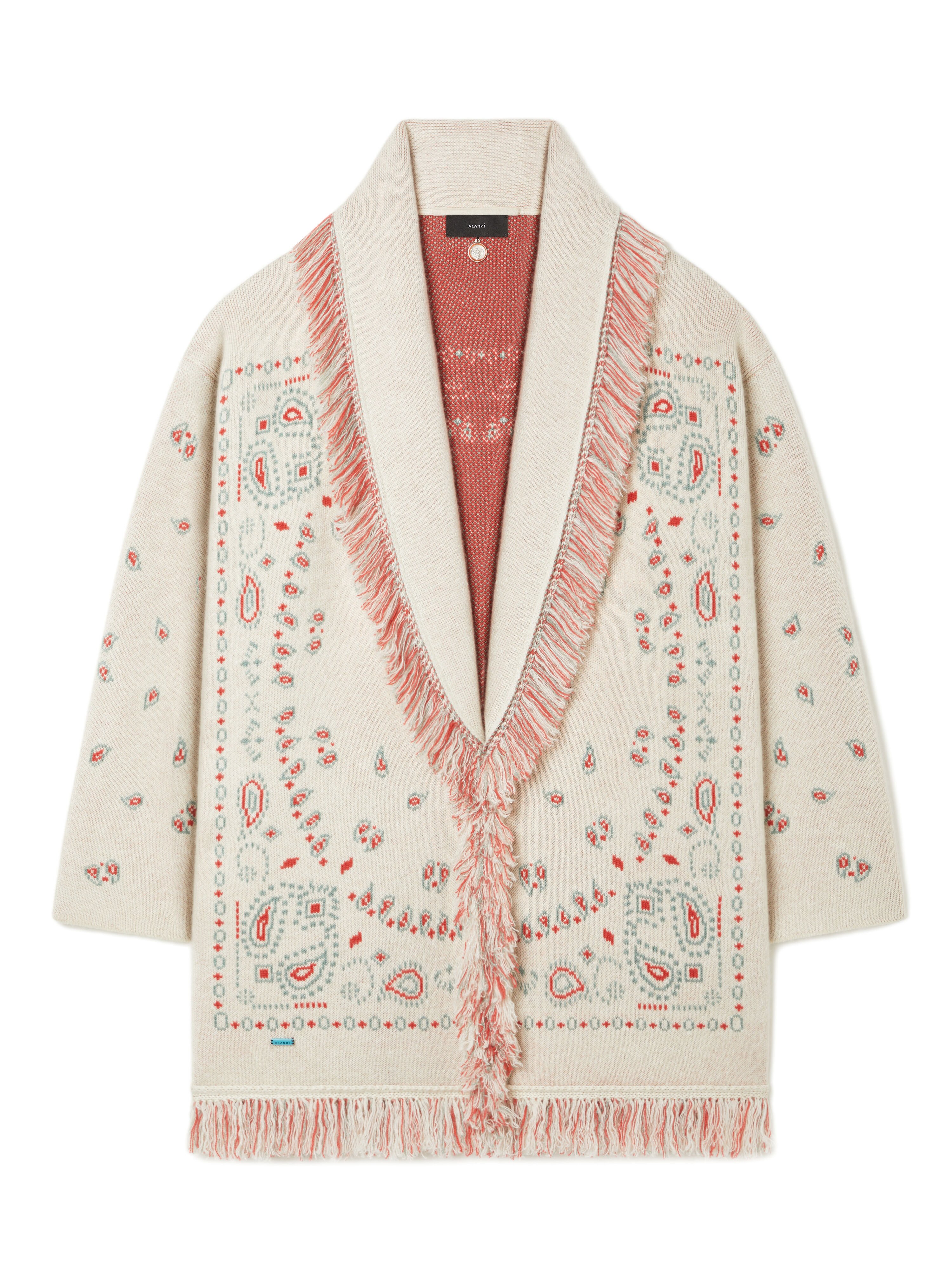 Alanui Bandana Jacquard Cardigan Chalk-Coral LWHB064R26KNI031