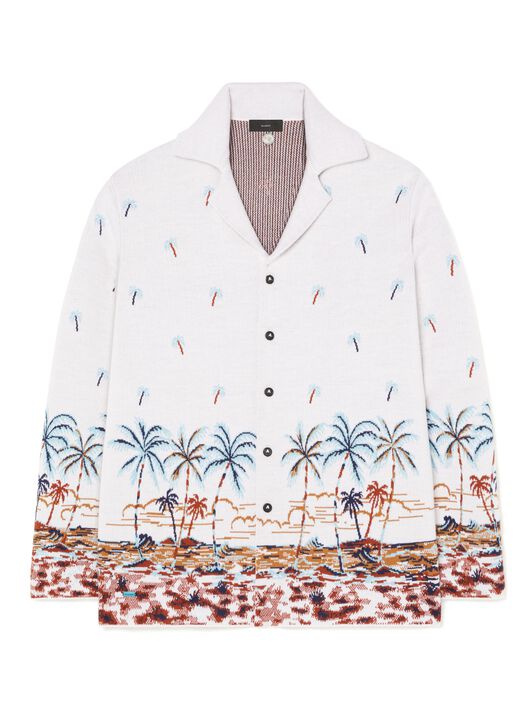 Alanui The Tale Of Hawaiian Shirt Chalk-Sky Blue LMHY004R25KNI001