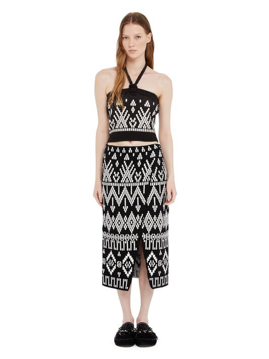 Alanui Jungle Beat Top Black-White LWHT00AR25KNI001