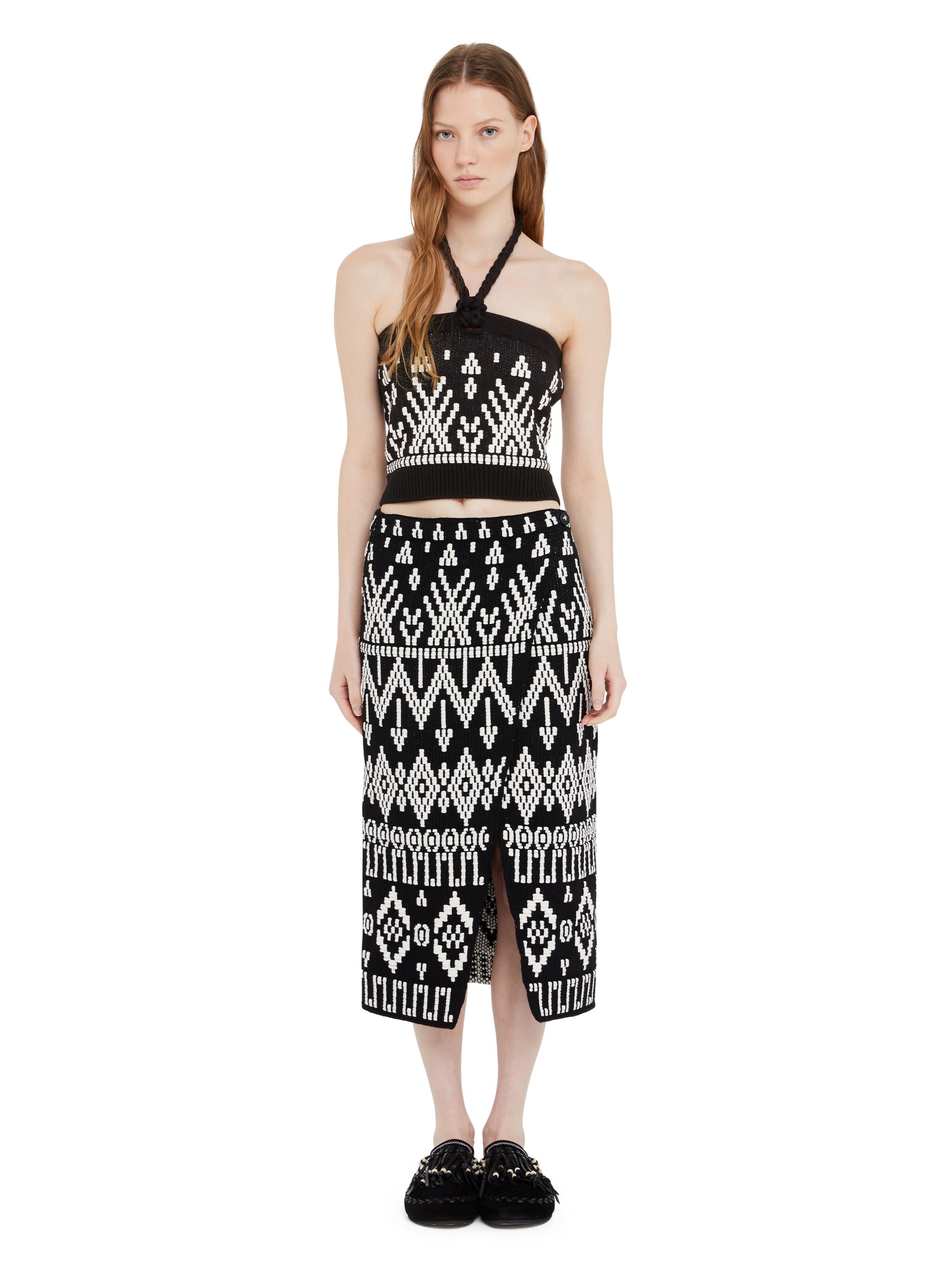 Alanui Jungle Beat Top Black-White LWHT00AR25KNI001