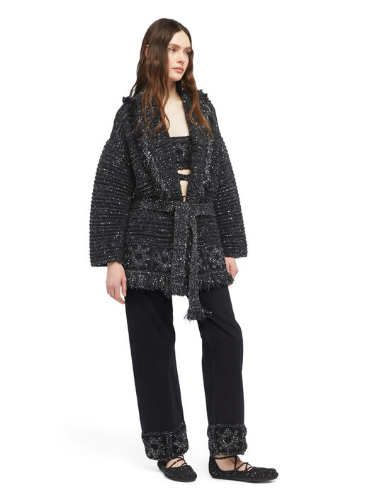 Alanui City Lights Cardigan Black-Silver LWHB064E25KNI006