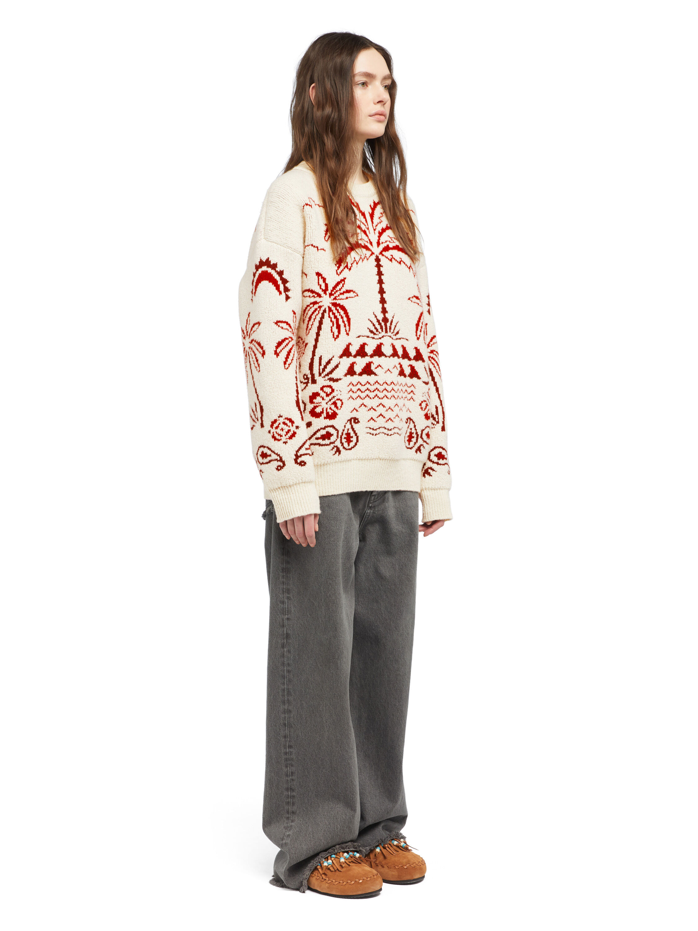 Alanui Glimpse Of Eden Sweater Chalk-Ruby LWHE068E25KNI001