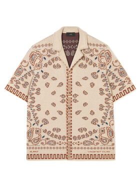 Alanui Cotton Piquet Bandana Shirt Sand-Red Earth