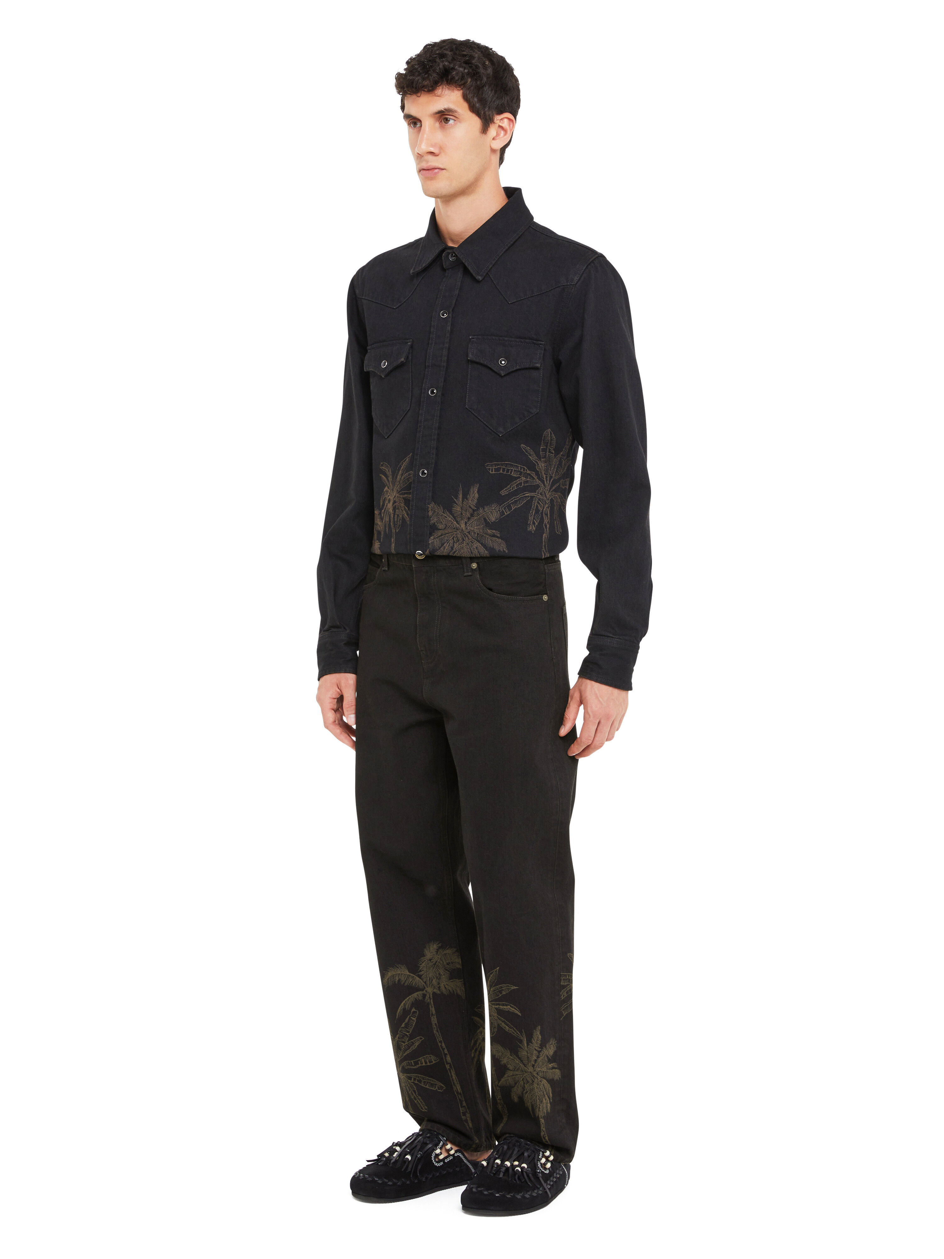 Alanui Jungle Toile De Jouy Denim Pants Black-Almond LMYA011R25DEN002