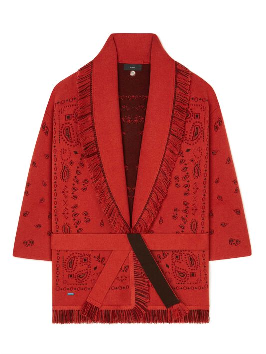 Alanui Bandana Jacquard Cardigan Spicy Red-Multicolor LWHB064E24KNI002