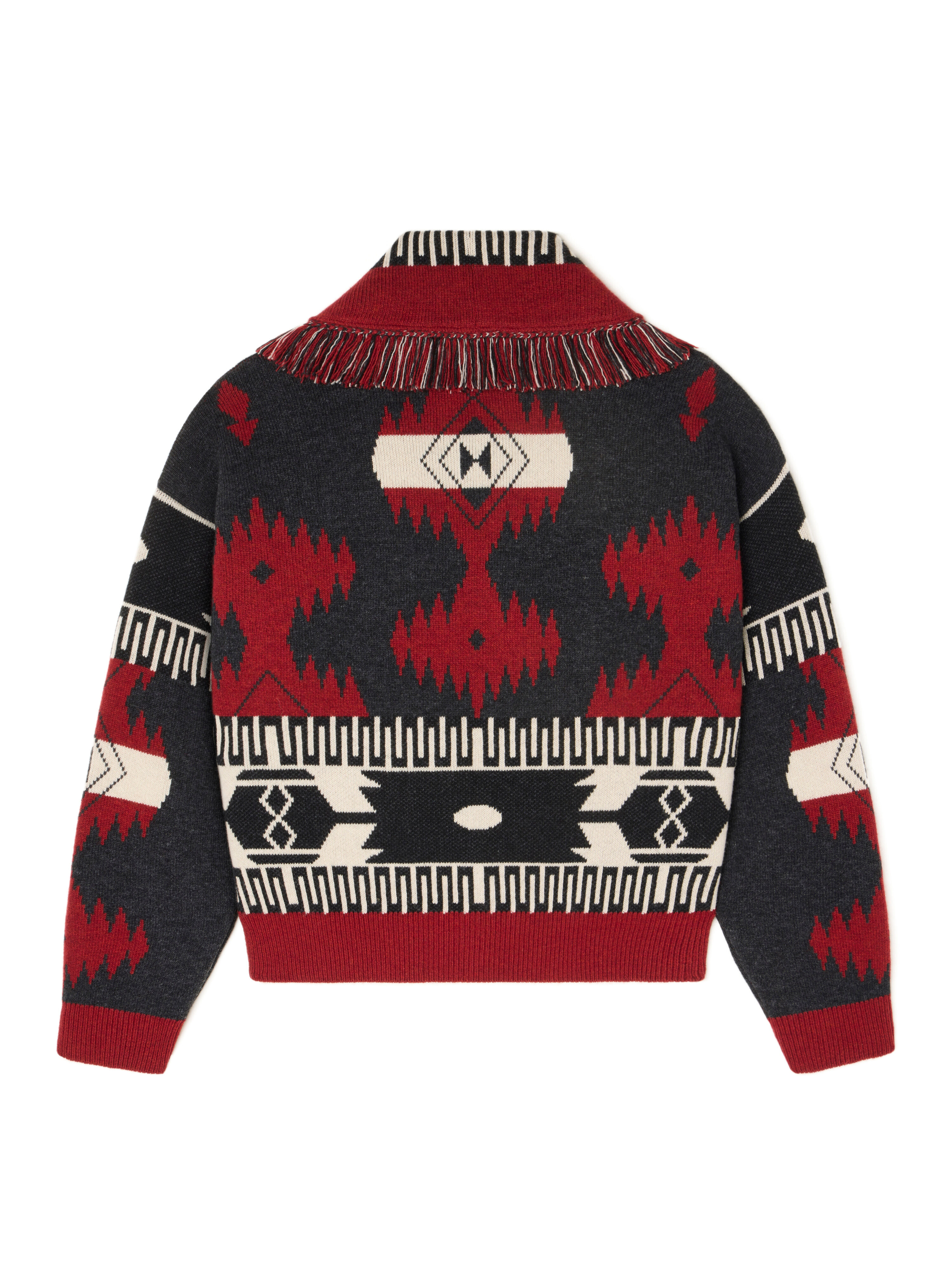 Alanui Icon Jacquard Cardi-Bomber Ruby-Charcoal LWHB026E25KNI002