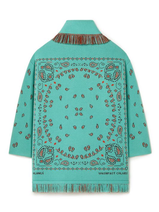 Alanui Bandana Jacquard Cardigan Turquoise-Furnace LWHB064R25KNI001