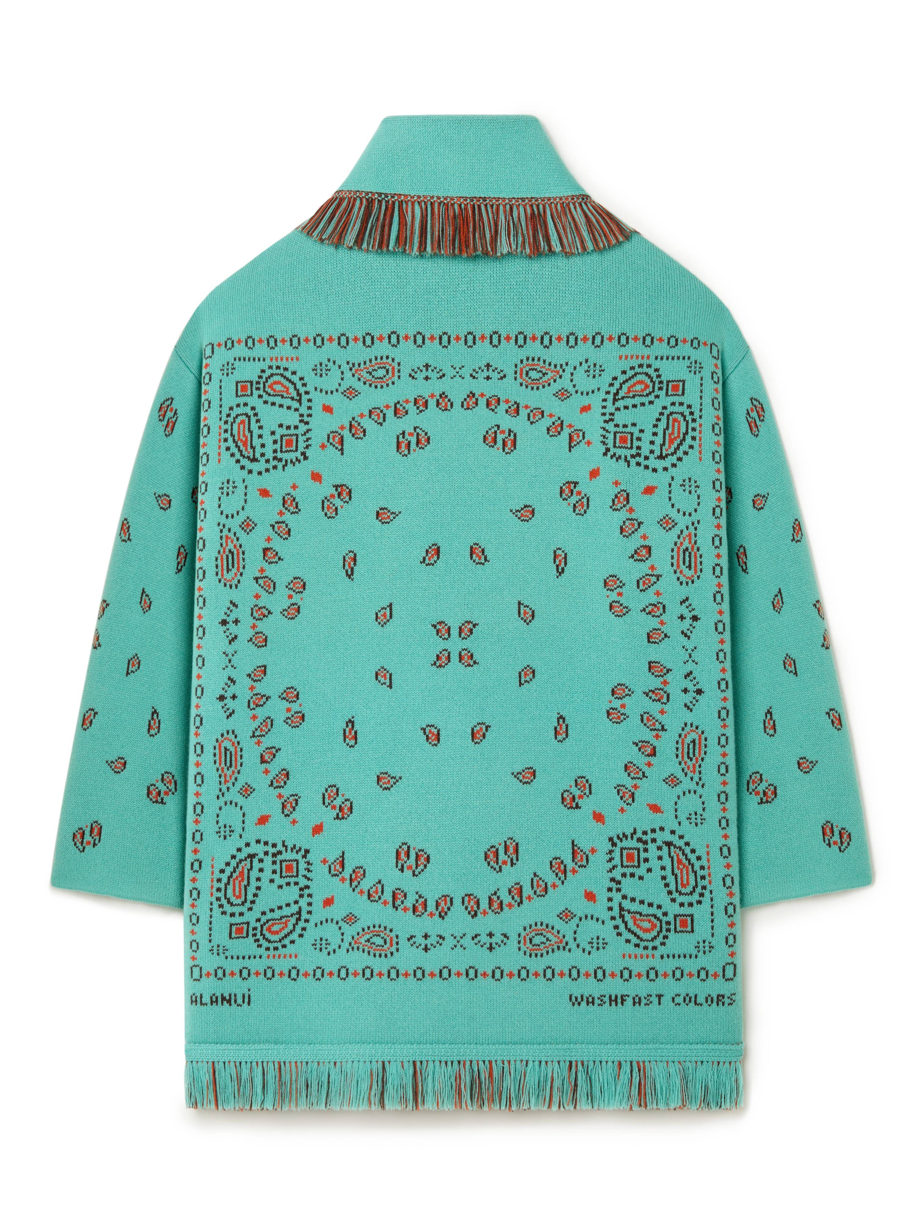 Alanui Bandana Jacquard Cardigan Turquoise-Furnace LWHB064R25KNI001