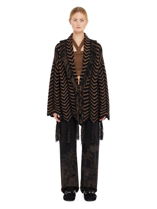 Alanui Shady Beach Cardigan Black-Pecan LWHB064R25KNI006