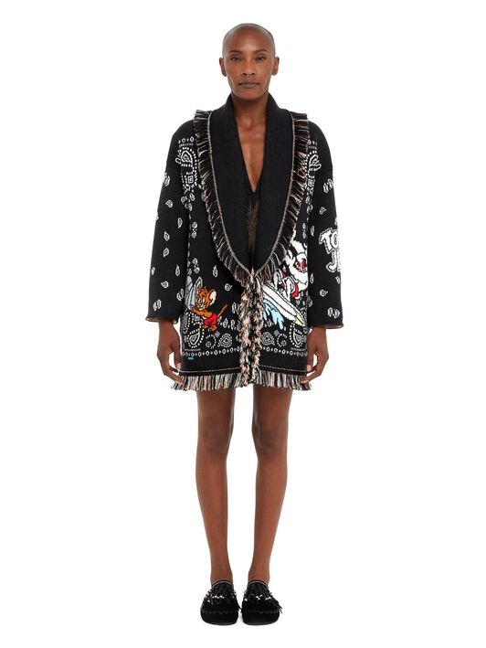 Alanui Tom & Jerry Bandana Jacquard Cardigan Black-Multicolor LWHB064R25KNI00J
