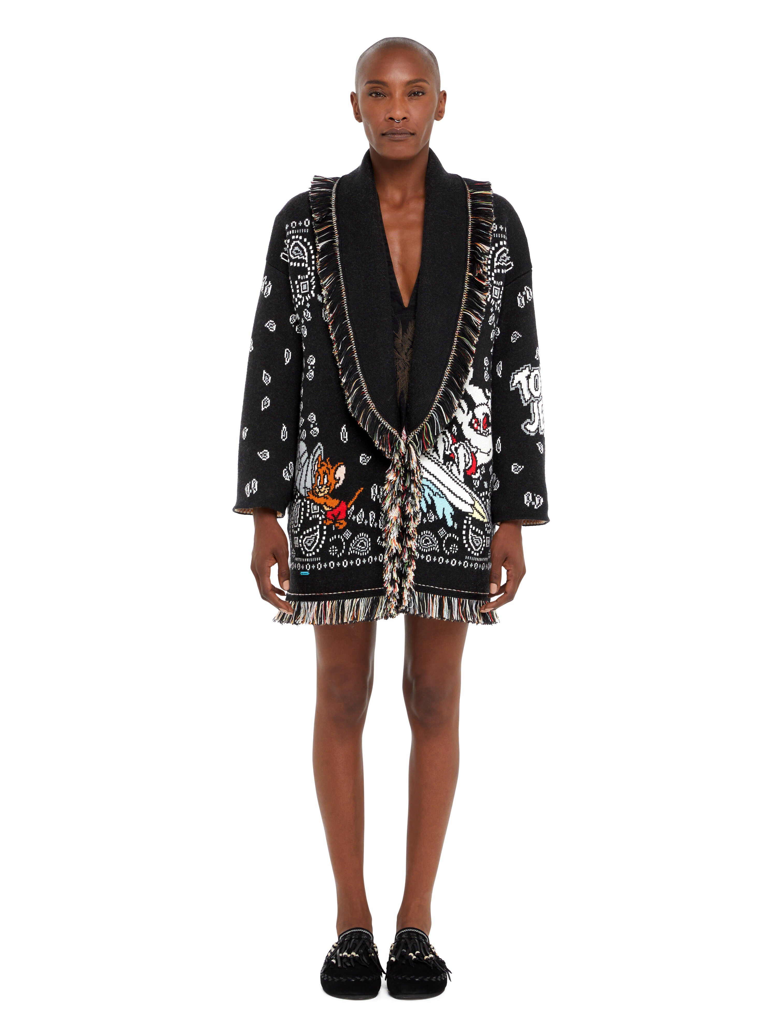 Alanui Tom & Jerry Bandana Jacquard Cardigan Black-Multicolor LWHB064R25KNI00J