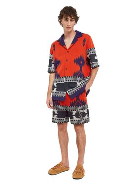 Alanui Cotton Piquet Icon Bermuda Chalk-Indigo LMHM004R25KNI003