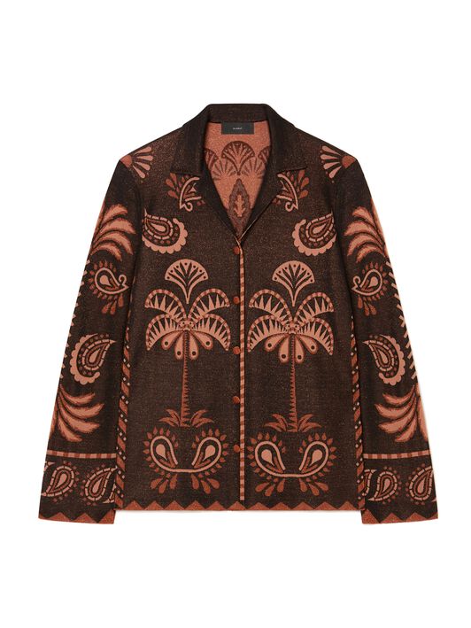 Alanui Wild Wonder Foulard Shirt Black-Terracotta LWHY001R25KNI001